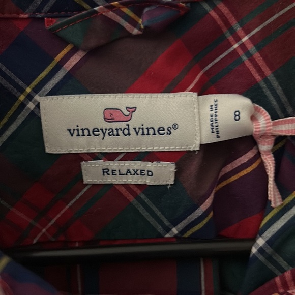 Women’s Vineyard Vines Merry Plaid Relaxed Chillmark Button Down Red Size 10 - Picture 3 of 4